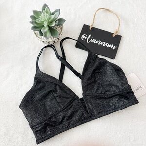 AUDEN Black Shimmer Unlined V-Neck Bralette